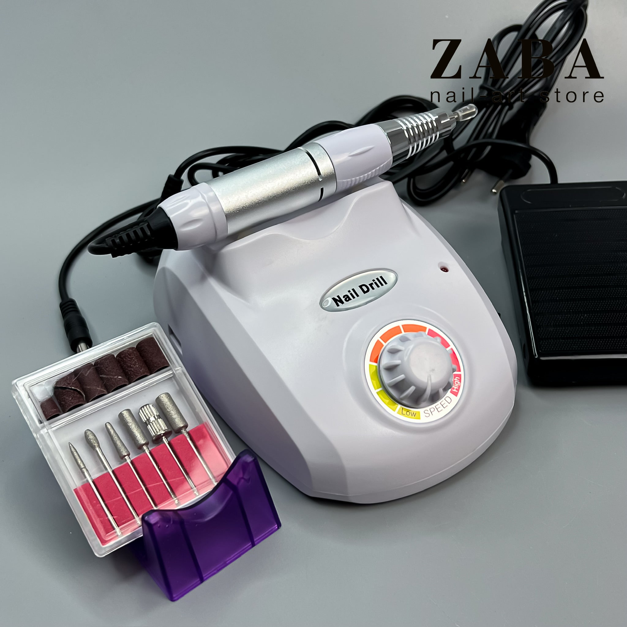 Global Fashion Frezarka ZS-603 do manicure i pedicure z pedałem + zestaw frezów Biała
