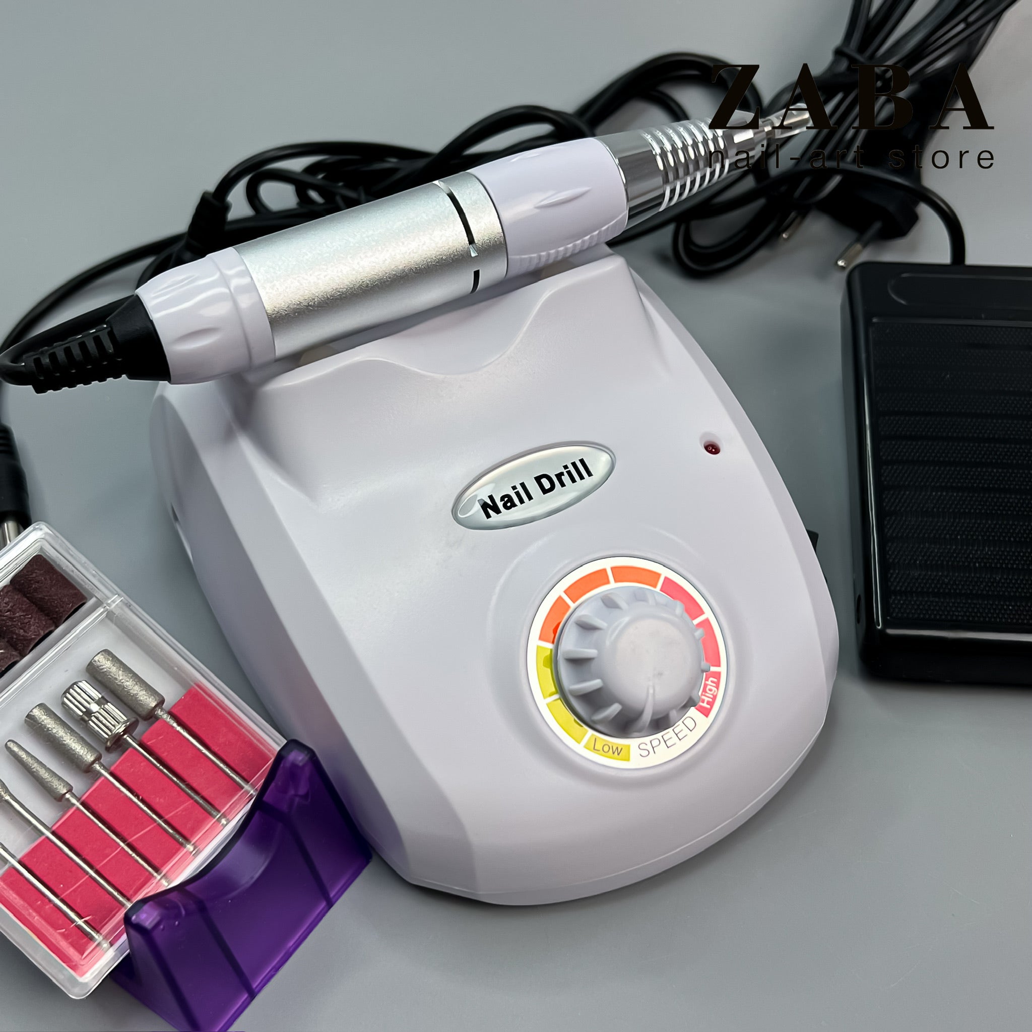 Global Fashion Frezarka ZS-603 do manicure i pedicure z pedałem + zestaw frezów Biała
